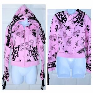 Rare Current Mood Babe Breaking Tradition Bunny Ear Hoodie Jacket New
